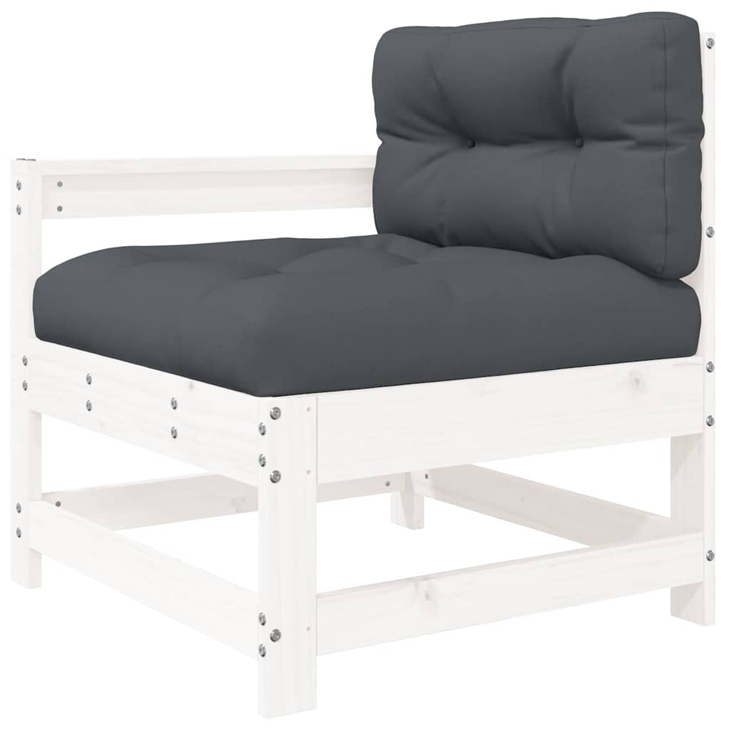 Set Divani da Giardino 3pz con Cuscini in Legno Massello Bianco | homemem39