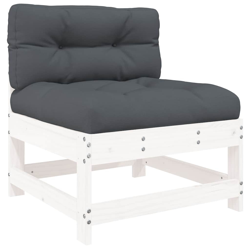 Set Divani da Giardino 3pz con Cuscini in Legno Massello Bianco | homemem39