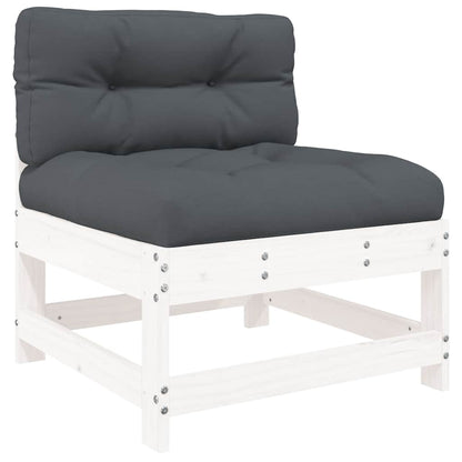 Set Divani da Giardino 3pz con Cuscini in Legno Massello Bianco | homemem39
