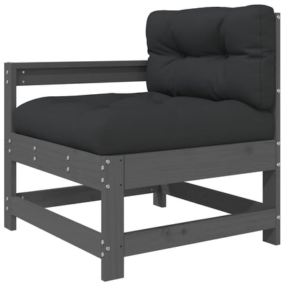 Set Divani da Giardino 3pz con Cuscini in Legno Massello Grigio | homemem39