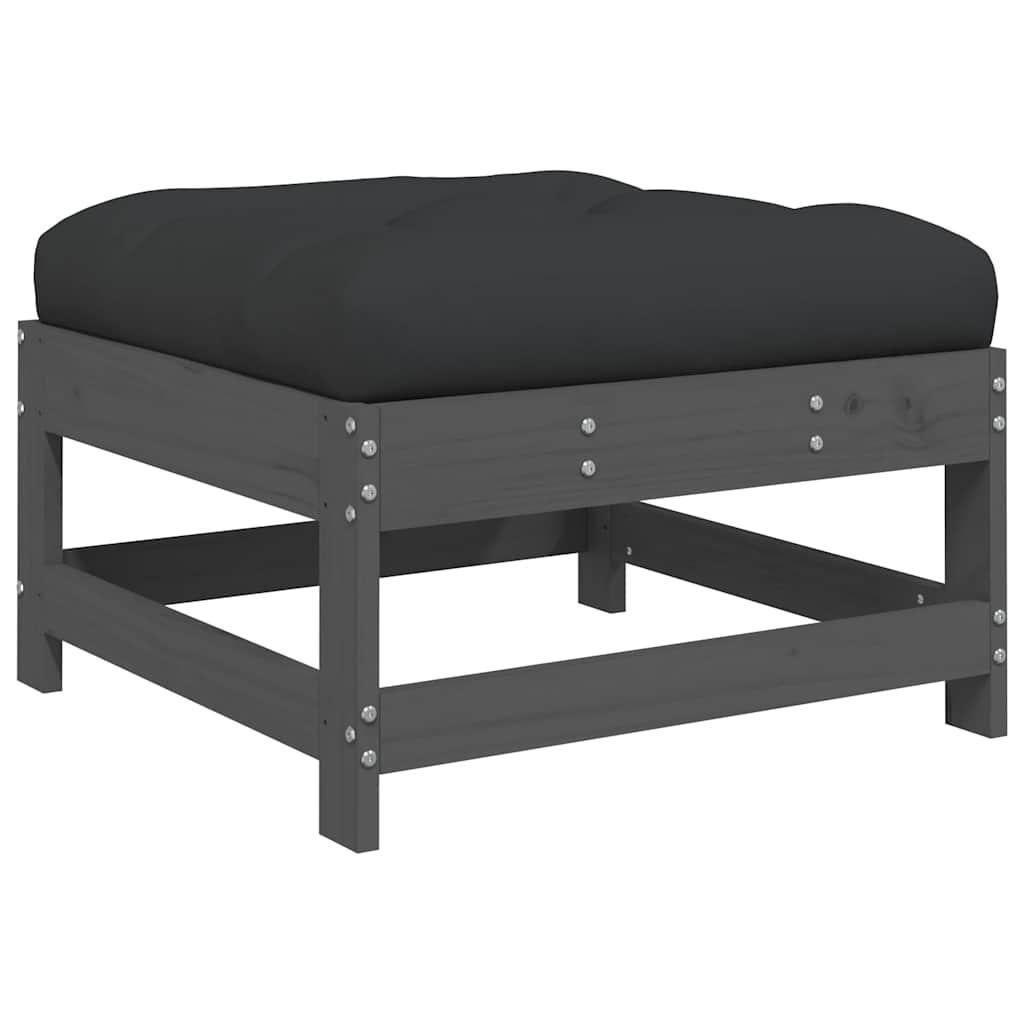 Set Divani da Giardino 3pz con Cuscini in Legno Massello Grigio - homemem39