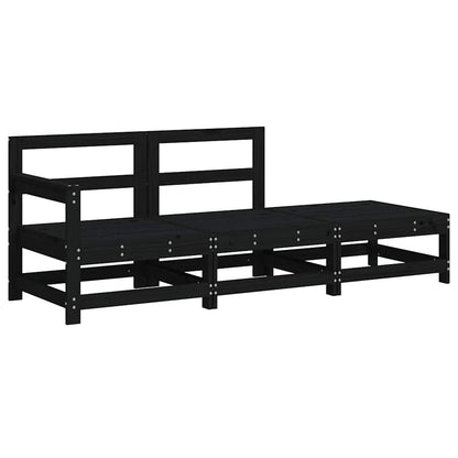 Set Divani da Giardino 3 pz con Cuscini in Legno Massello Nero - homemem39