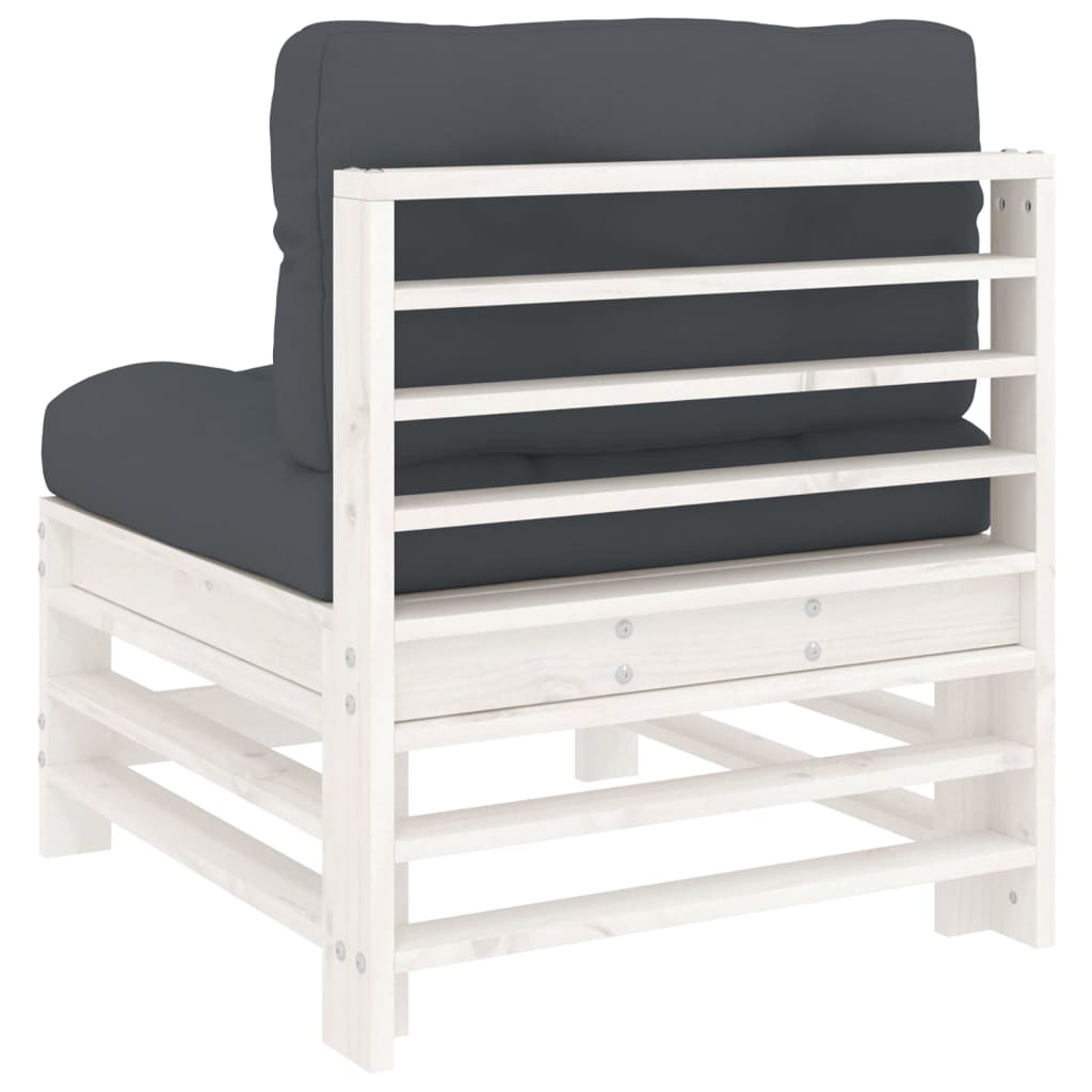 Divano Centrale con Cuscini in Legno Massello di Pino Bianco - homemem39