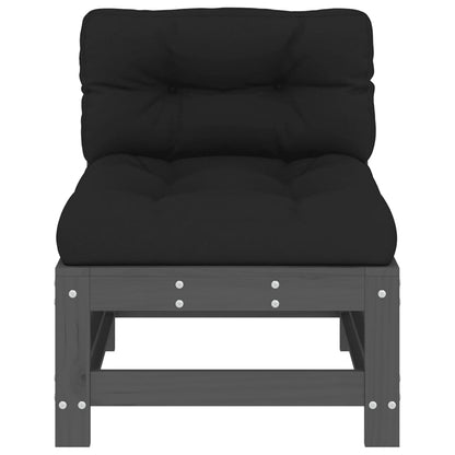 Divano Centrale con Cuscini in Legno Massello di Pino Grigio - homemem39