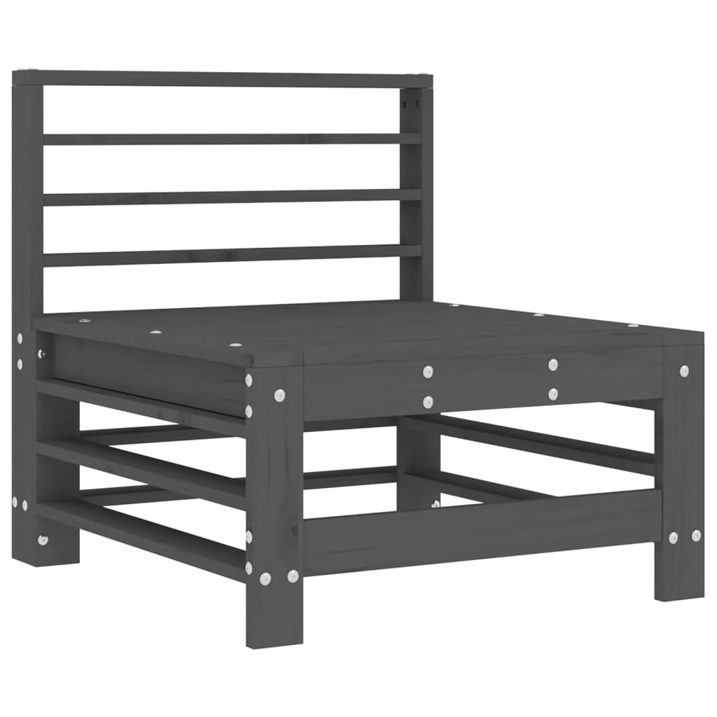 Divano Centrale con Cuscini in Legno Massello di Pino Grigio - homemem39