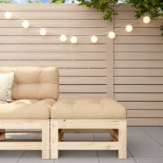 Poggiapiedi da Giardino con Cuscino in Legno Massello di Pino - homemem39