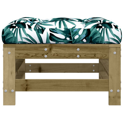 Poggiapiedi da Giardino con Cuscino in Legno Impregnato di Pino