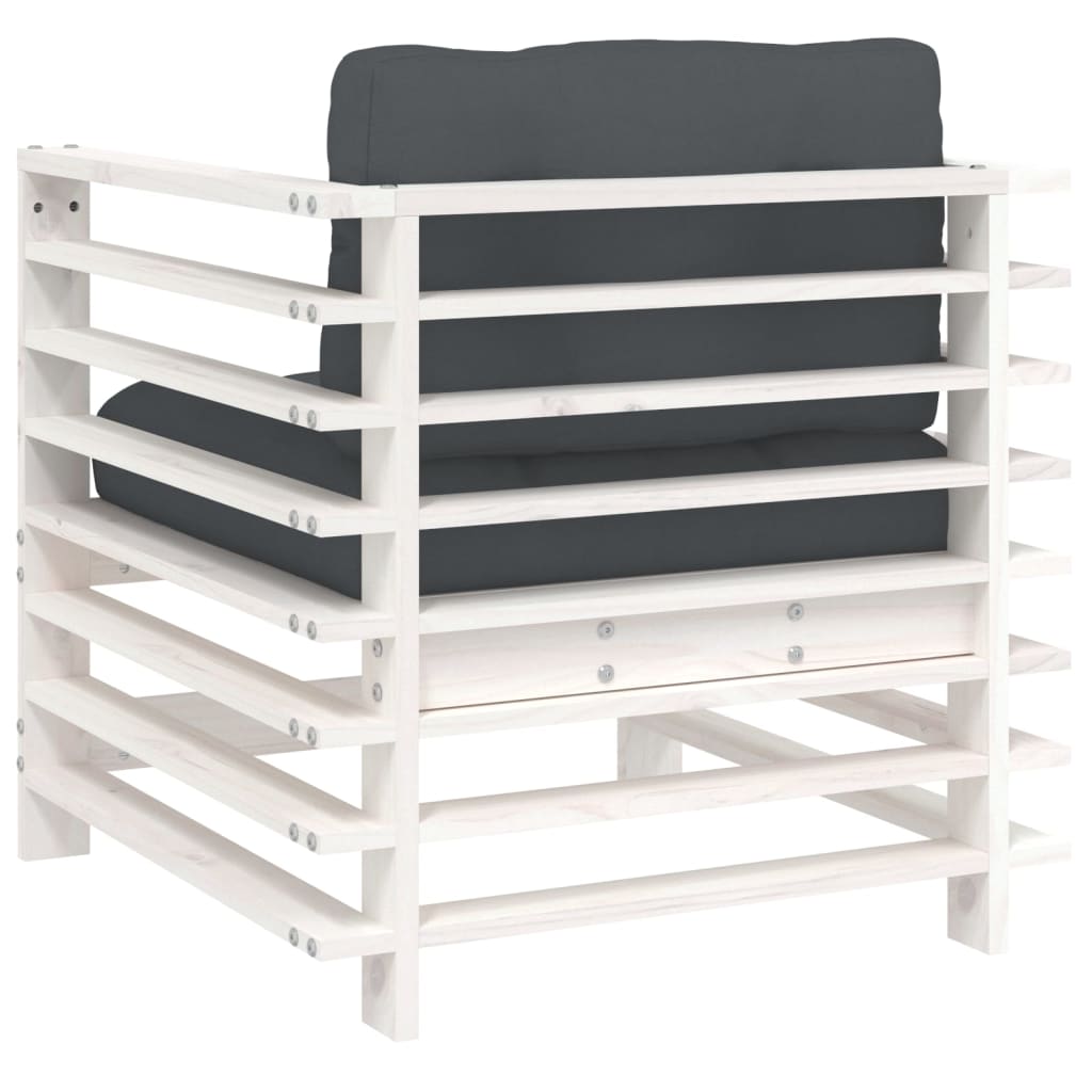 Sedie da Giardino con Cuscini 2pz Legno Massello di Pino Bianco | homemem39