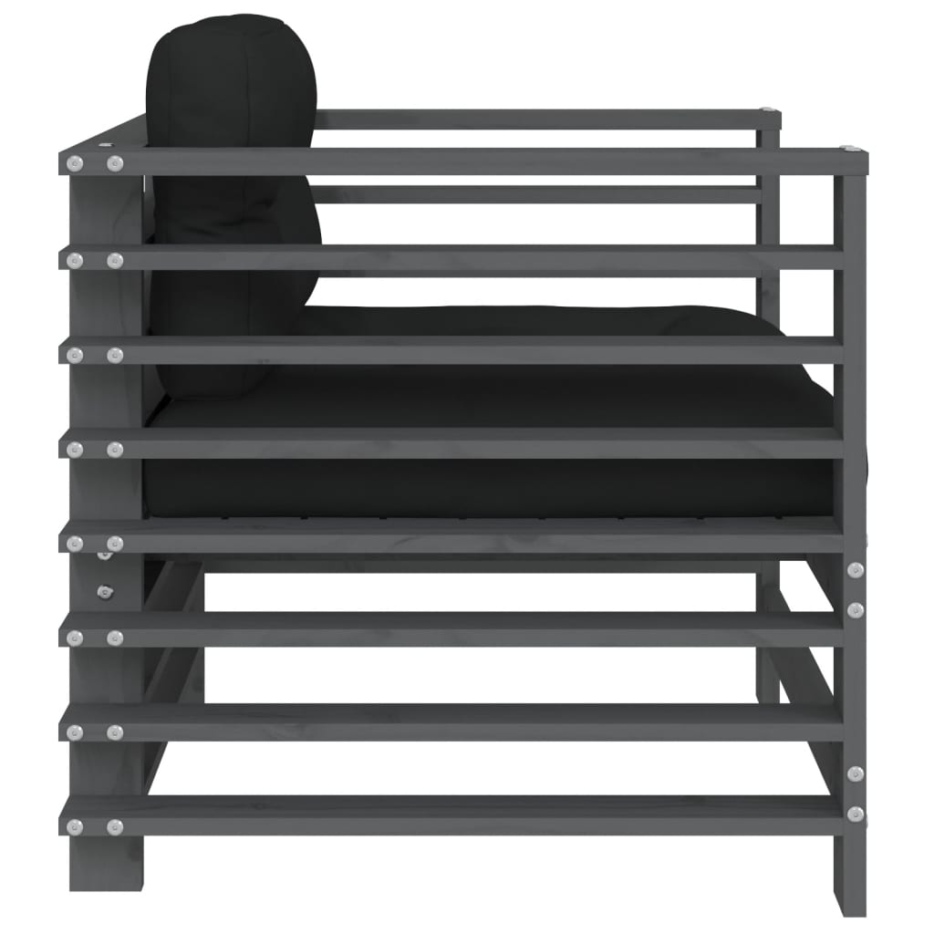 Sedie da Giardino con Cuscini 2pz Legno Massello di Pino Grigio | homemem39