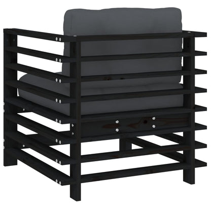 Sedie da Giardino con Cuscini 2pz Legno Massello di Pino Nero | homemem39