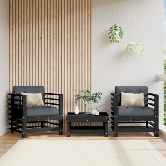 Sedie da Giardino con Cuscini 2pz Legno Massello di Pino Nero | homemem39