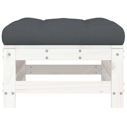 Poggiapiedi Giardino con Cuscini 2pz Legno Massello Pino Bianco | homemem39