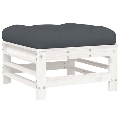 Poggiapiedi Giardino con Cuscini 2pz Legno Massello Pino Bianco | homemem39