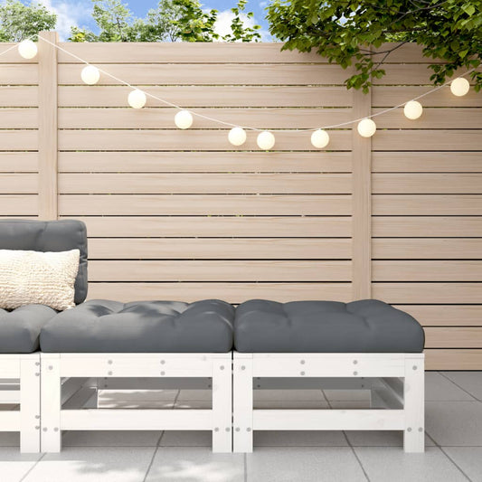 Poggiapiedi Giardino con Cuscini 2pz Legno Massello Pino Bianco | homemem39