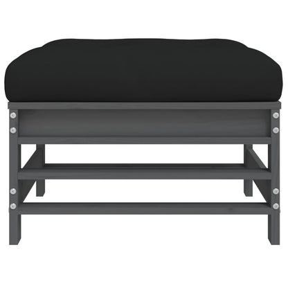 Poggiapiedi Giardino con Cuscini 2pz Legno Massello Pino Grigio - homemem39