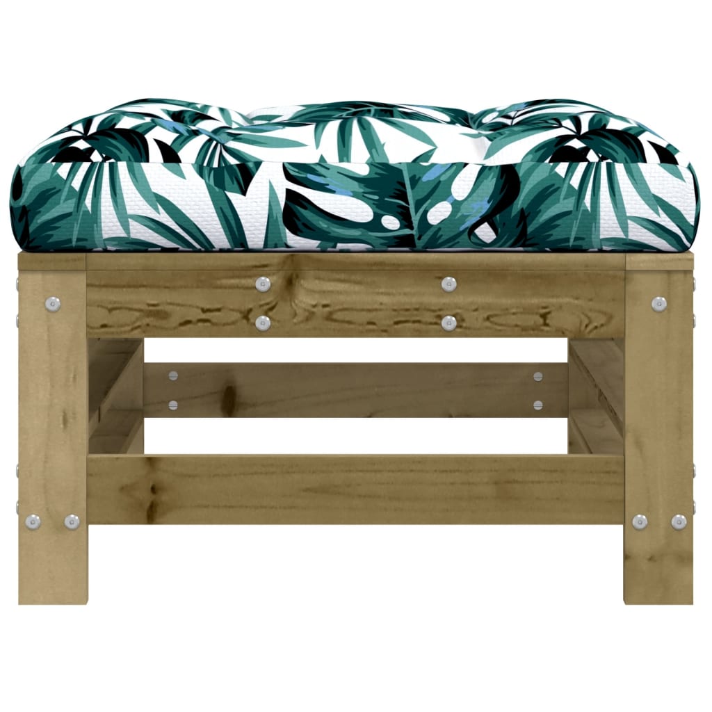 Poggiapiedi Giardino con Cuscini 2pz Legno Impregnato di Pino | homemem39