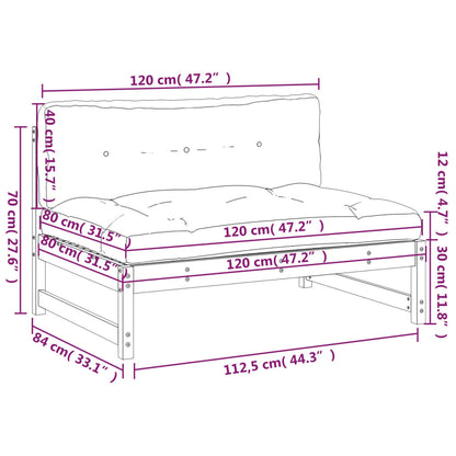 Divano Centrale 120x80 cm in Legno Massello di Pino Grigio | homemem39