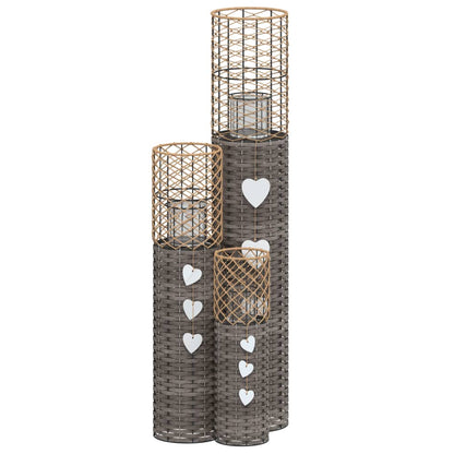 Portacandele 3 pz in Vimini Grigio - homemem39