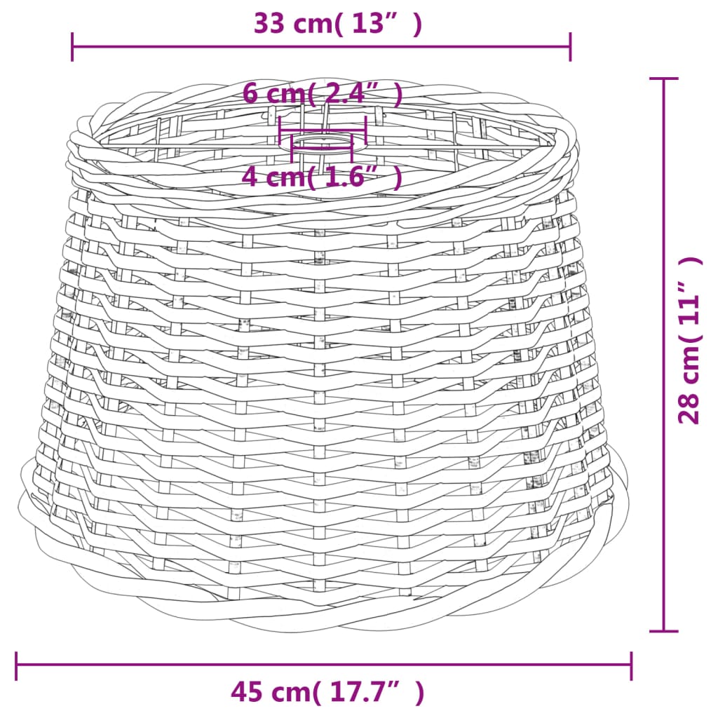 Paralume da Soffitto Bianco Ø45x28 cm in Vimini - homemem39