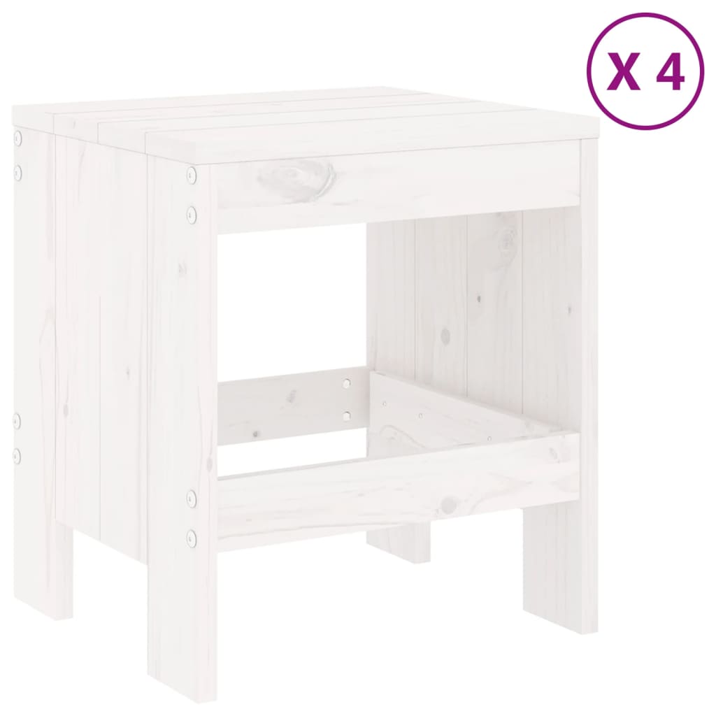 Set da Pranzo per Giardino 5pz Bianco in Legno Massello di Pino | homemem39