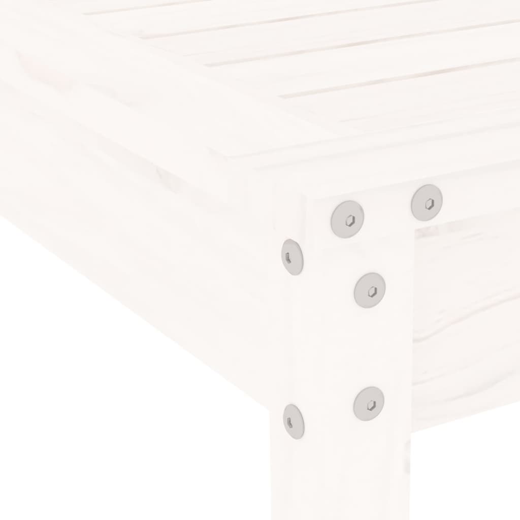 Set da Pranzo per Giardino 5pz Bianco in Legno Massello di Pino | homemem39