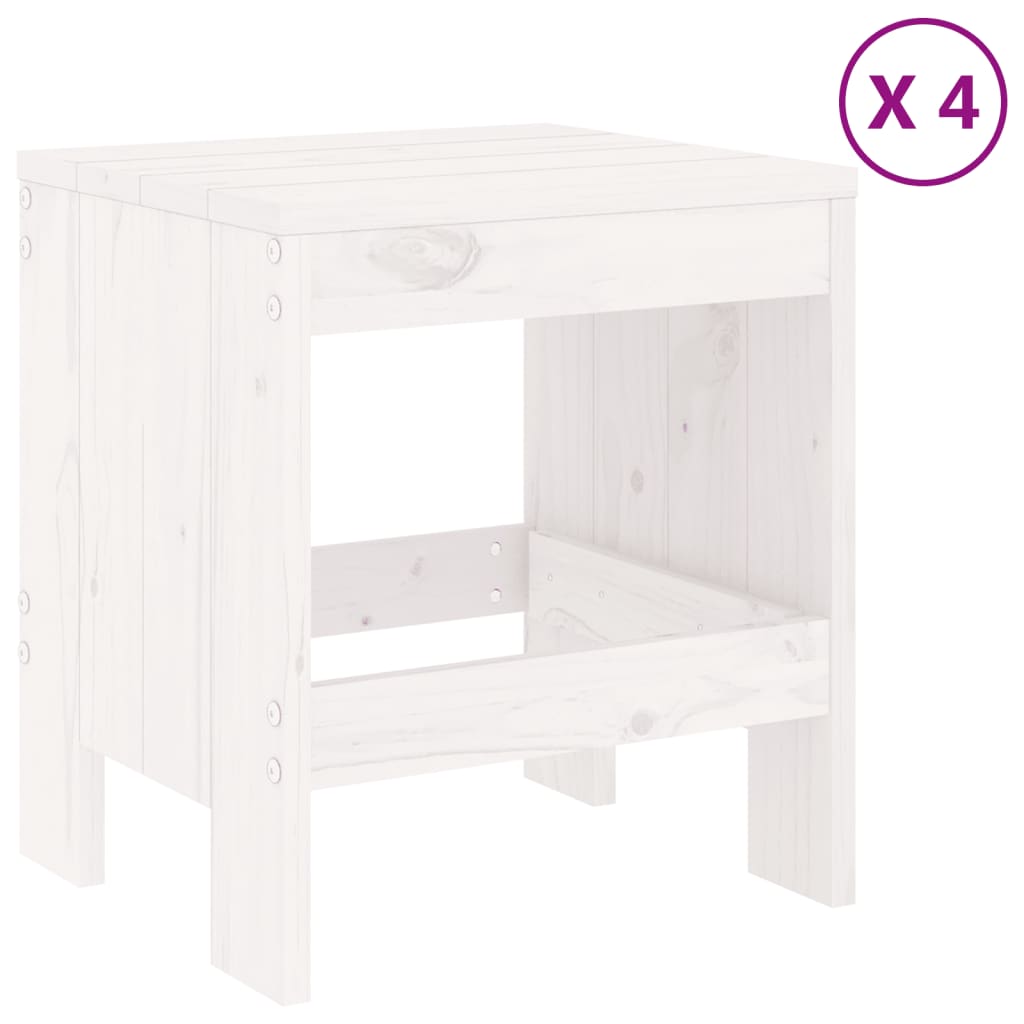 Set da Pranzo per Giardino 5pz Bianco in Legno Massello di Pino - homemem39