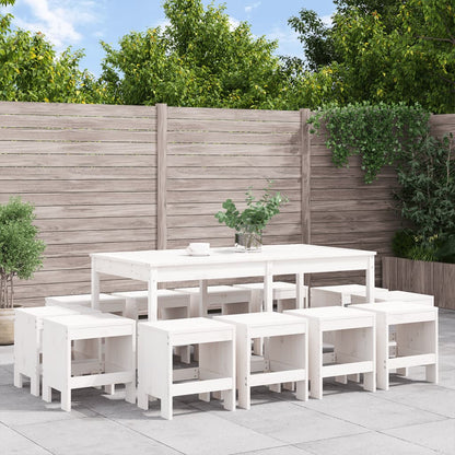 Set da Pranzo per Giardino 13pz Bianco Legno Massello di Pino - homemem39