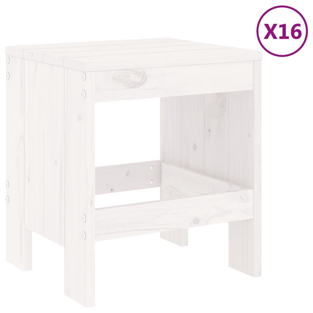 Set da Pranzo per Giardino 17pz Bianco Legno Massello di Pino - homemem39
