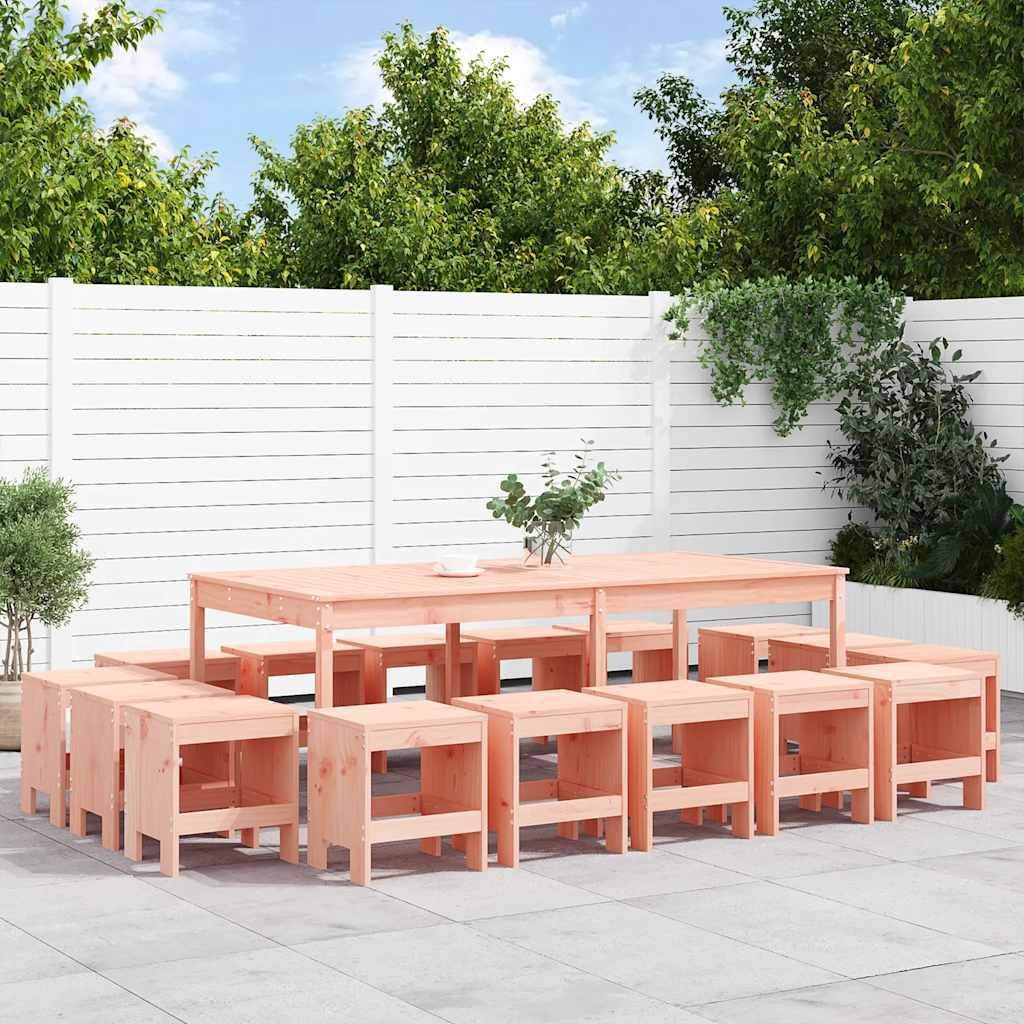 Set da Pranzo per Giardino 17 pz in Legno Massello di Douglas | homemem39