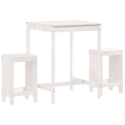 Set Bar da Giardino 3 pz Bianco in Legno Massello di Pino | homemem39