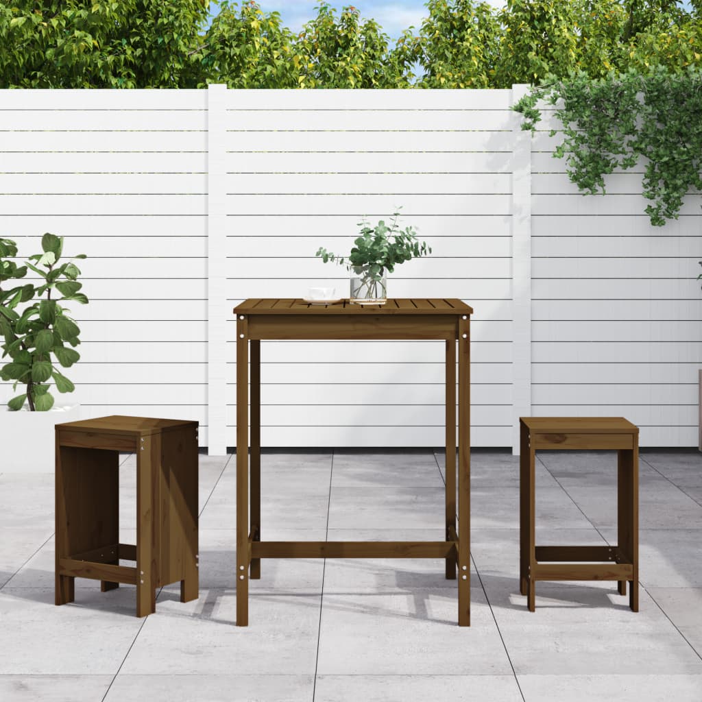 Set Bar da Giardino 3 pz ambra in Legno Massello di Pino | homemem39