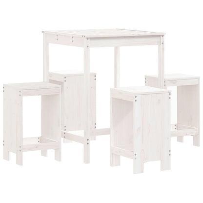 Set Bar da Giardino 5 pz Bianco in Legno Massello di Pino - homemem39