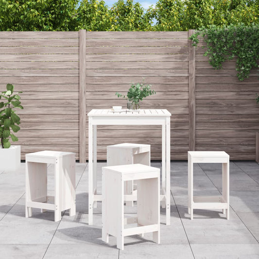 Set Bar da Giardino 5 pz Bianco in Legno Massello di Pino - homemem39