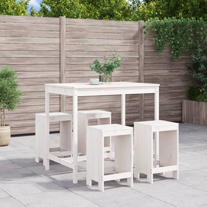 Set Bar da Giardino 5 pz Bianco in Legno Massello di Pino - homemem39