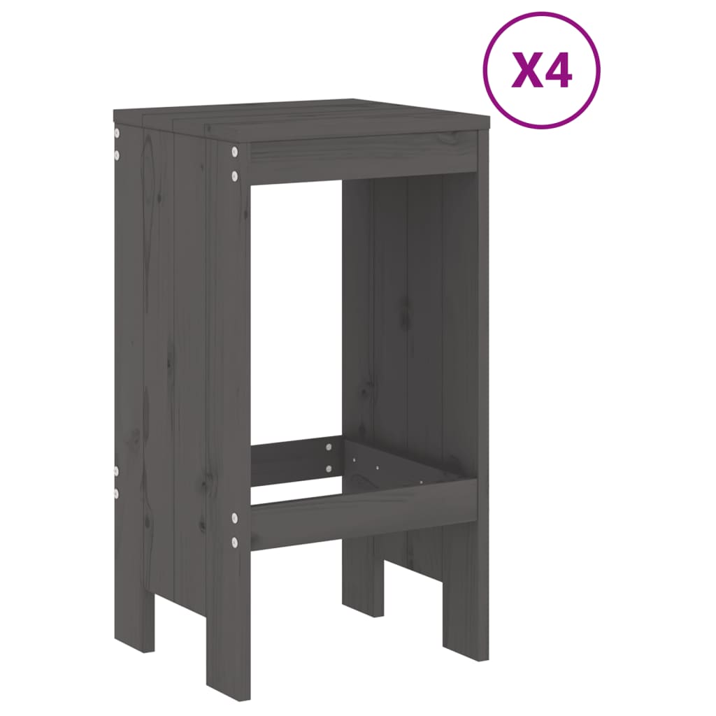Set Bar da Giardino 5 pz Grigio in Legno Massello di Pino | homemem39