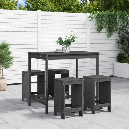 Set Bar da Giardino 5 pz Grigio in Legno Massello di Pino | homemem39