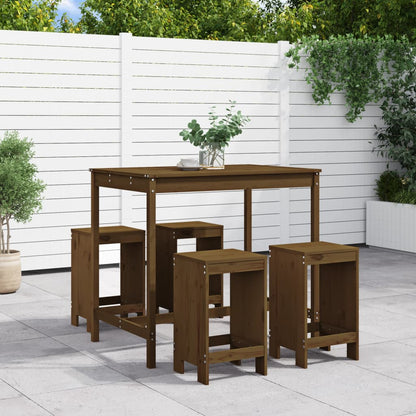 Set Bar da Giardino 5 pz ambra in Legno Massello di Pino - homemem39