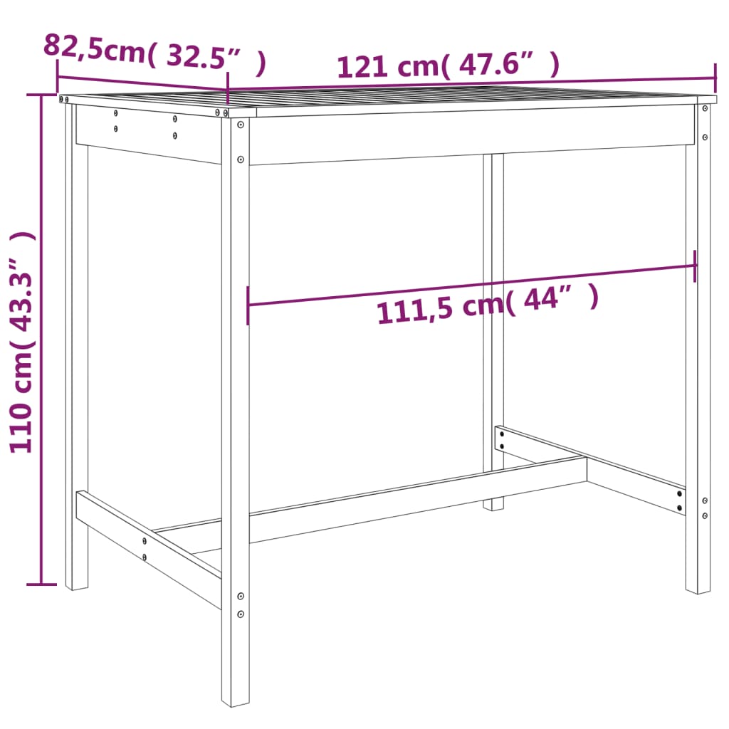Set da Bar da Giardino 5 pz in Legno Massello di Douglas | homemem39