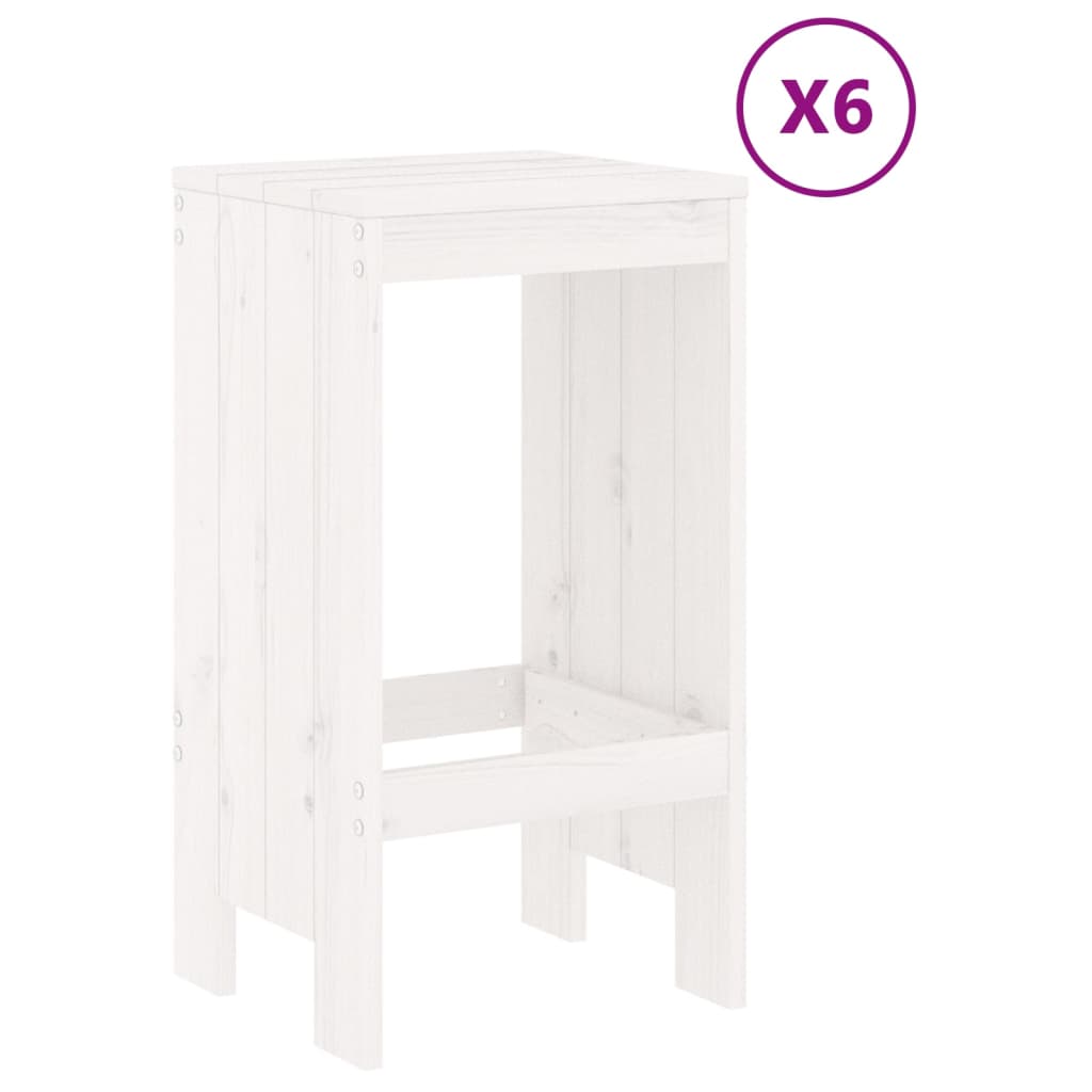 Set Bar da Giardino 7 pz Bianco in Legno Massello di Pino | homemem39