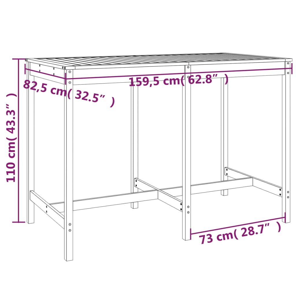 Set da Bar da Giardino 7 pz in Legno Massello di Douglas | homemem39