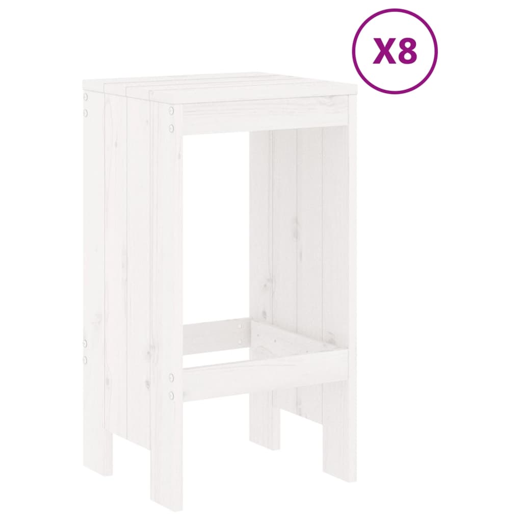 Set Bar da Giardino 9 pz Bianco in Legno Massello di Pino - homemem39