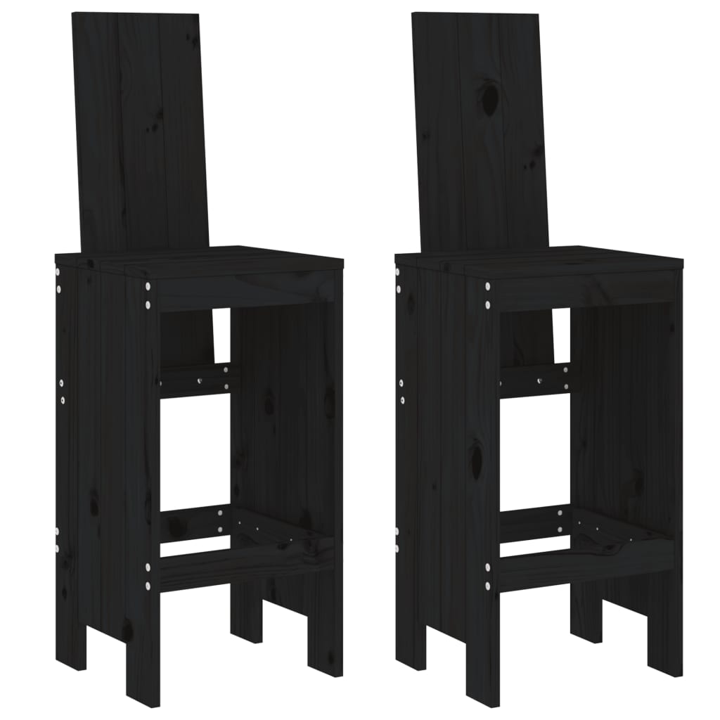 Set Bar da Giardino 3 pz Nero in Legno Massello di Pino | homemem39