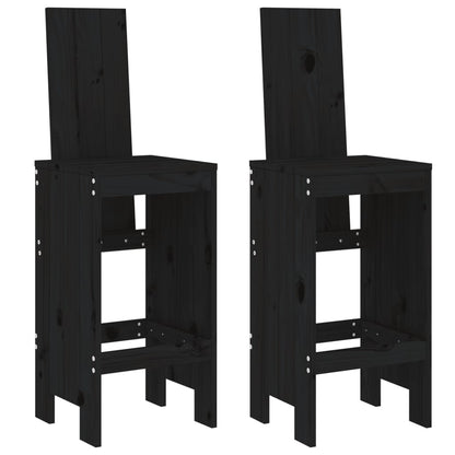 Set Bar da Giardino 3 pz Nero in Legno Massello di Pino | homemem39