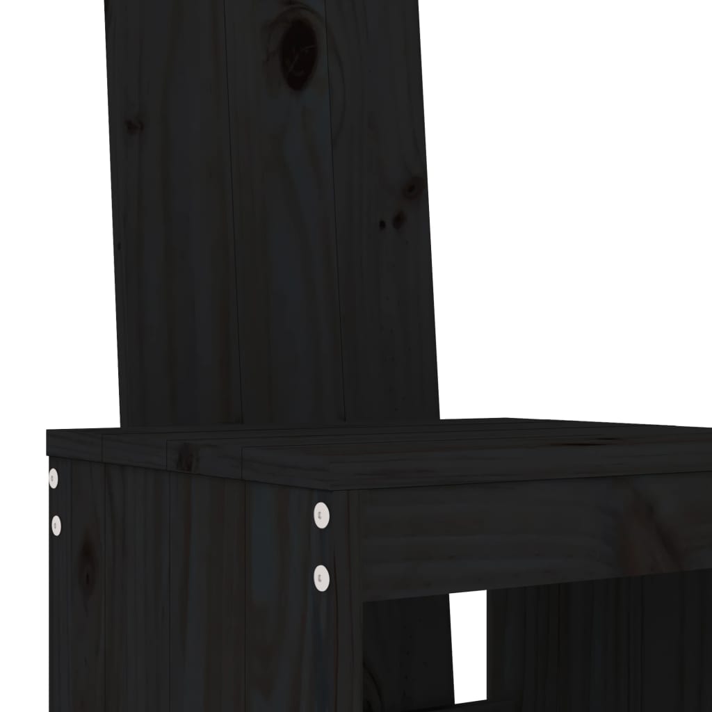 Set Bar da Giardino 3 pz Nero in Legno Massello di Pino | homemem39