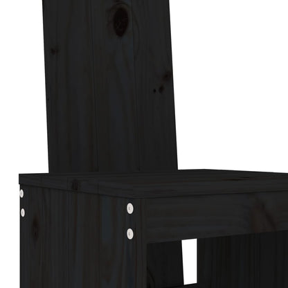 Set Bar da Giardino 3 pz Nero in Legno Massello di Pino | homemem39