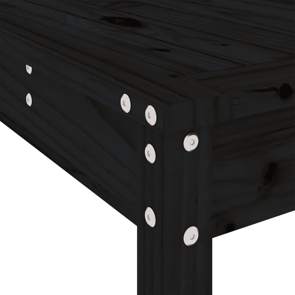 Set Bar da Giardino 3 pz Nero in Legno Massello di Pino | homemem39