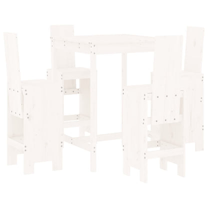 Set Bar da Giardino 5 pz Bianco in Legno Massello di Pino - homemem39