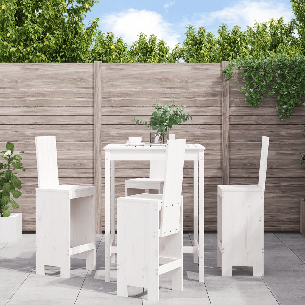 Set Bar da Giardino 5 pz Bianco in Legno Massello di Pino - homemem39