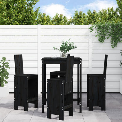 Set Bar da Giardino 5 pz Nero in Legno Massello di Pino - homemem39