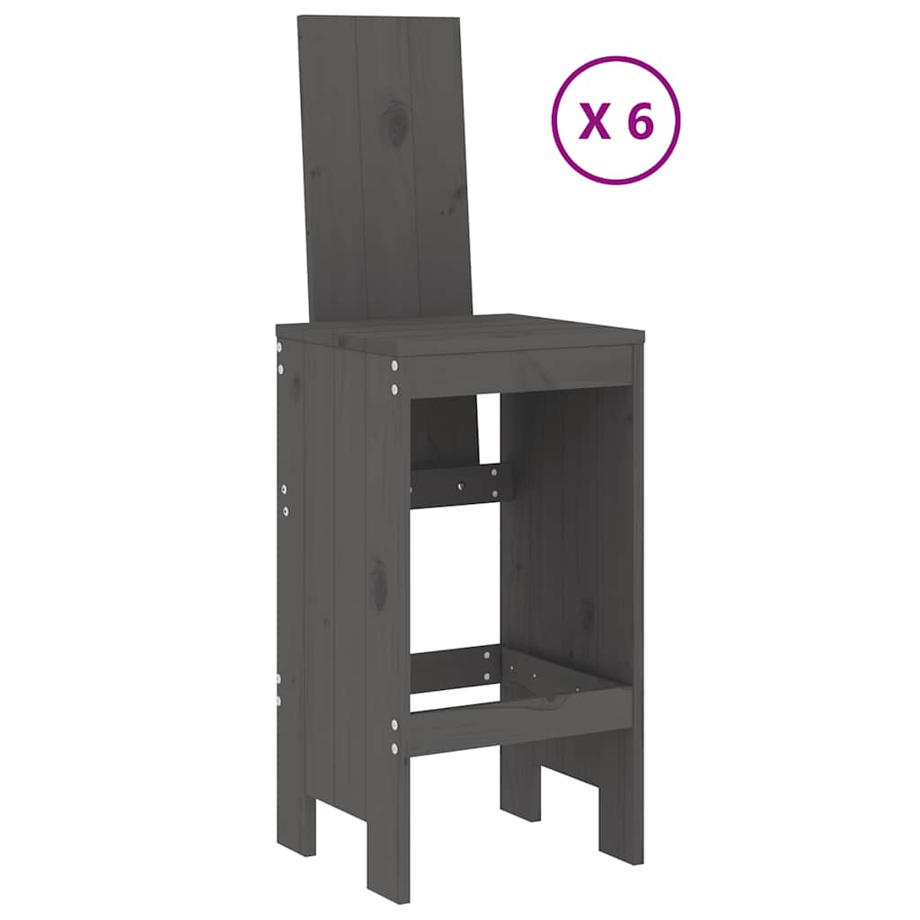 Set Bar da Giardino 7 pz Grigio in Legno Massello di Pino | homemem39